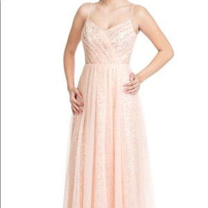 Azazie Leilani Tulle Rose Gold Sequin Bridesmaid Dress